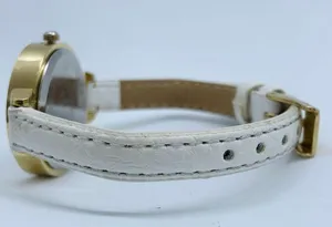 Geneva platinum woman’s 30mm gold tone watch rhinestones white dial runs thumbnail 3