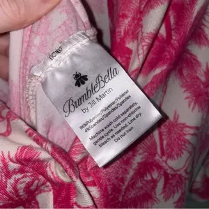 Bumblebella by Jill Martin QVC Small Dreamy Jersey Jumpsuit Pink Palms thumbnail 10