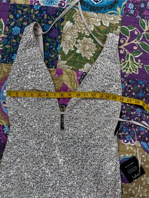 Lulu’s Wish Granted Beige Sequin Maxi Dress • Large • NWT thumbnail 9