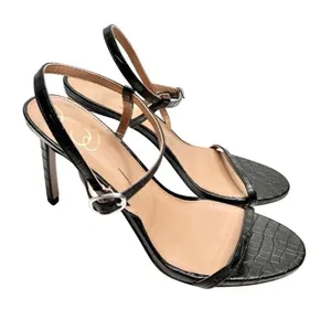 Sam Edelman Sandals Size 9.5 Black‎ Croc Embossed Dara Open Toe Heels thumbnail 1