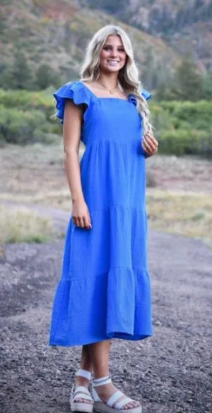 Mud Pie Long Blue Dress thumbnail 1