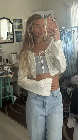 White  Tie Knit Sweater thumbnail 1