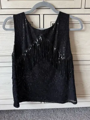 BB Dakota Black Sequin Fringe Tank thumbnail 1