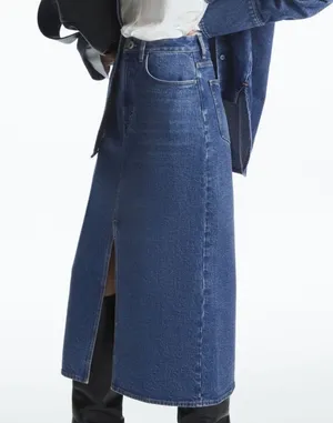 COS Denim A Line Midi Skirt With Front Slit Size 2 thumbnail 1