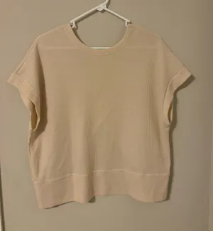 Cross back waffle knit shirt Tan Size M thumbnail 1