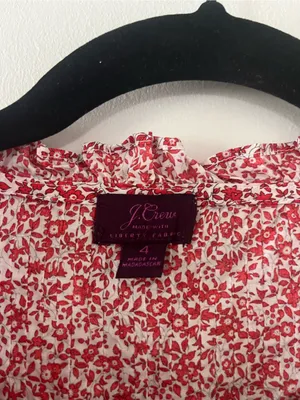 J Crew Red Ditsy Floral Peasant Top 4 100% Cotton Cottagecore Prairie Church thumbnail 2