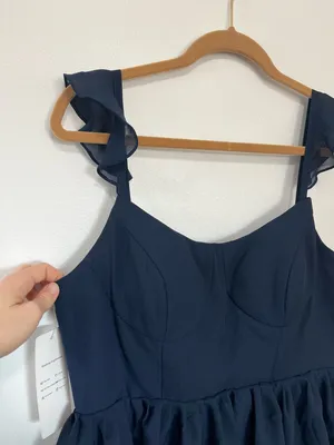 NWT Navy Blue Sleeveless Ruffle Bridesmaid Dress- Size 10 thumbnail 3