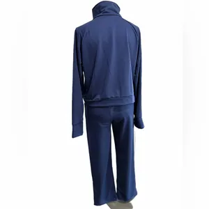 Women's Dark Blue Two Piece Casual Wear Pants and 3/4 Zip Top Size S #260801 thumbnail 2