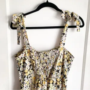 Social Standard by Sanctuary Tiered Yellow Floral Long Dress Smocked Back XL thumbnail 11