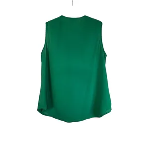 Jones New York Signature Blouse Womens L Green V-Neck Sleeveless Pocket thumbnail 5