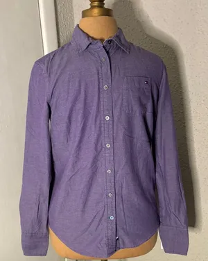 Tommy Hilfiger Womens Purple Button Down Shirt S Casual Preppy Classic Academia thumbnail 1