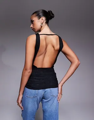 AFRM Batya Asymmetric Knotted Lace Boatneck Tank Top thumbnail 4