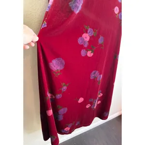Los Angeles Gal Womens M Maxi Dress‎ Burgundy Velvet Floral 3/4 Sleeve Vintage thumbnail 5