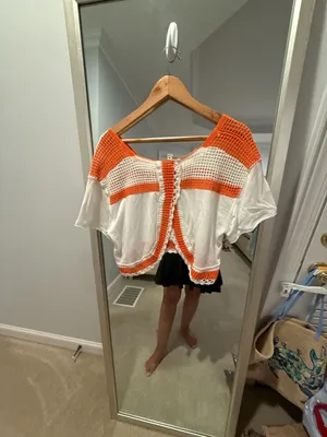 We The Free Bunny Top Crochet Detail Open Knit Crop Shirt thumbnail 6
