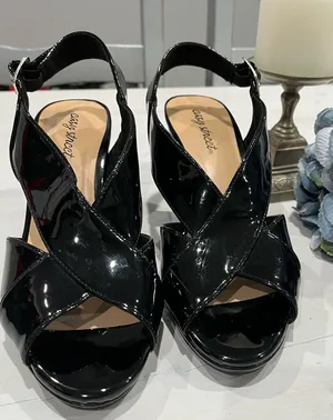 Easy street black patent faux leather slingback dress heels size‎ 9 thumbnail 1