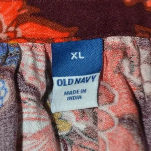 Old Navy Maroon Floral Boho Peasant Top V-neck Long Sleeve Pull Over Size XL thumbnail 8