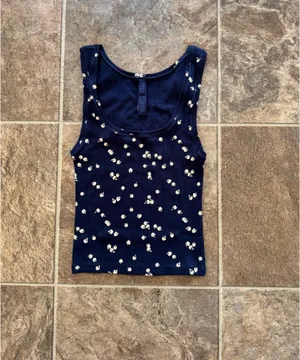 Skims Cotton Rib Tank Navy Daisy Print Small thumbnail 3