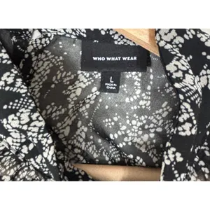 Who What Wear Blouse Black Floral Lace Print Mock Neck‎ Victorian Semi-Sheer L thumbnail 4