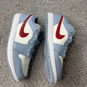 Nike Womens Air Jordan 1 Low Sail Dune Red Blue Grey DC0774-164 Size 12 thumbnail 6