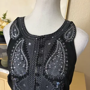 FREE PEOPLE Embroidered‎ Black Lined Sheath Mini Dress Size 4 thumbnail 4