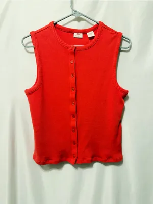 Rory Red Ribbed Button Up Top - Levi's- NWT size Medium thumbnail 4