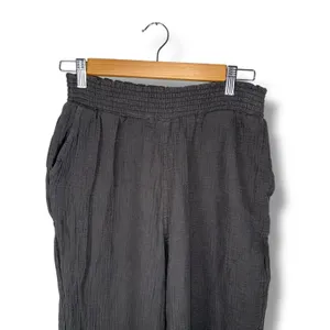 Faherty Women's‎ Gauze Smocked Waist Wide Leg Crop Pants Gray Size S thumbnail 3