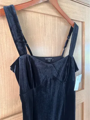 NWT Good American Black Velvet Mini Dress Women’s size XL thumbnail 5