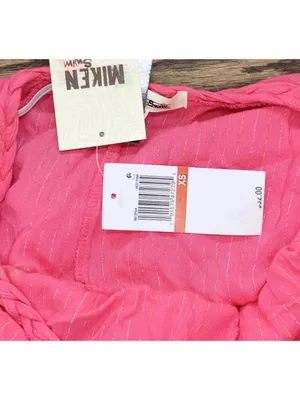 NWT Miken Juniors Tiered Dress Swim Cover Up I9672P544 Hot Pink Lurex Stripe XS thumbnail 8