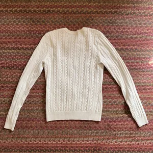Izod Classic White Cable Knit Sweater High Neck Tennis Preppy thumbnail 3