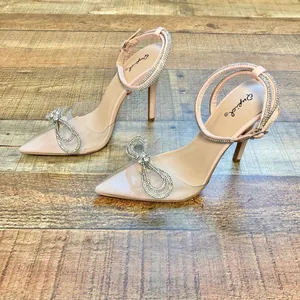 Qupid Blush and Clear Embellished Heels thumbnail 9