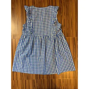 Entro Cottagecore Grandmillennial Blue Gingham Embroidered Ruffle Sleeveless Dress Med thumbnail 4