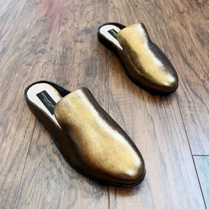 Donna Karan • Mott Mule leather backless loafer Bronze gold metallic slide thumbnail 2