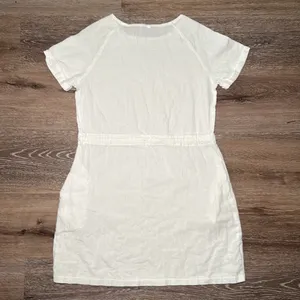 Women's Drawstring Waist Mini‎ Dress Pockets Short Sleeves Round Neck Medium thumbnail 4