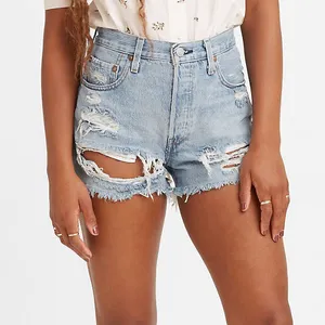 Levi's 501 High Rise Distressed Denim Cut-off Shorts in Fault Line thumbnail 1