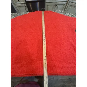 New Aerie Fuzzy Plush Teddy Oversized V-Neck Sweater Red Women's Size XXL Cozy thumbnail 13