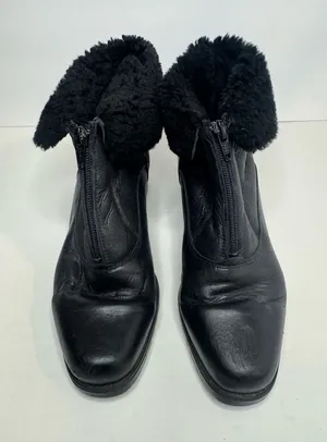 La Canadienne Black Leather Shearling Front Zip Ankle Boots Womens Size 7.5 thumbnail 1