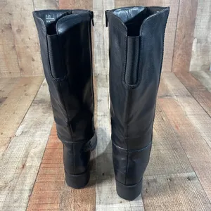 Frye & Co Lillian Black Knee High Riding Boots 7.5 Wide Calf Vegan thumbnail 2