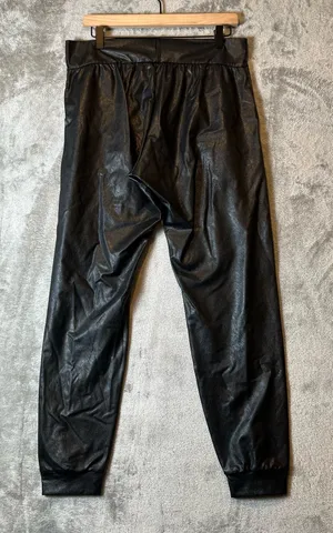 Commando Black Faux Leather Jogger‎ Pants Women's Large Vegan Leather Pull On thumbnail 1