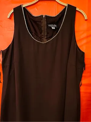 Onyx Nite Brown V-Neck Maxi Dress with Rhinestone Trim thumbnail 7