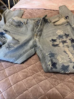 MNML Light Blue Denim Jeans with White Pocket Liner with Star application thumbnail 2