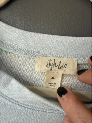 Style & Co Green and Blue Stripe Long Sleeve Pullover Top Size XL thumbnail 5