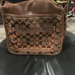Coach Brown Leather and Canvas Shoulder Bag thumbnail 3