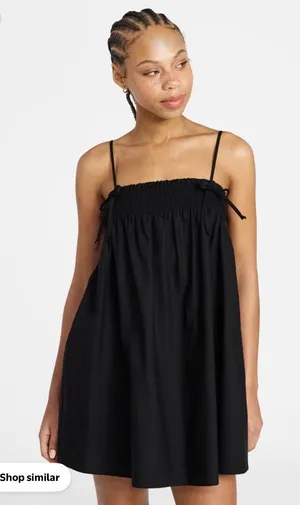 No Boundaries Black Cotton Smocked Poplin Mini Dress Size XXS thumbnail 1