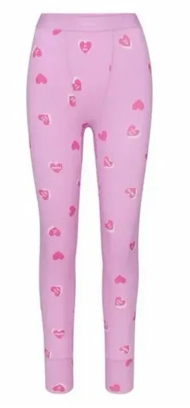 SKIMS SUMMER SLEEP RIBBED LEGGINGS IN PETAL PRINT Pink Heart Small thumbnail 1