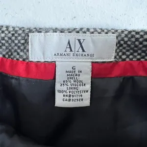 Armani Exchange Tweed Wool Blend Mini Skirt Black White Tulip Hem Size 6 thumbnail 5