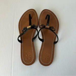 Tory Burch Leighanne Patent Leather Sandals Black, 8.5 thumbnail 3