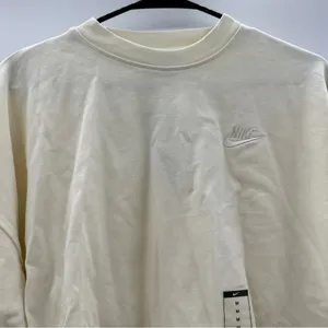 Nike‎ Solid Cream Long Sleeve Cropped Oversized Pullover Sweatshirt Size M NWT thumbnail 2