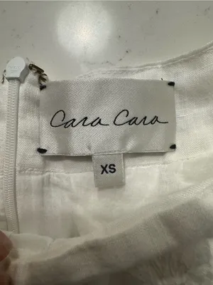 Cara Cara White Linen Eyelet Mini Skirt XS Embroidered Lace Hem thumbnail 3