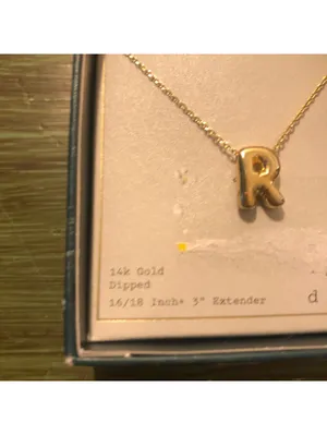 A New Day NWT 14k Gold Dipped Bubble "R" Necklace 16/18" w/3" Extender thumbnail 2
