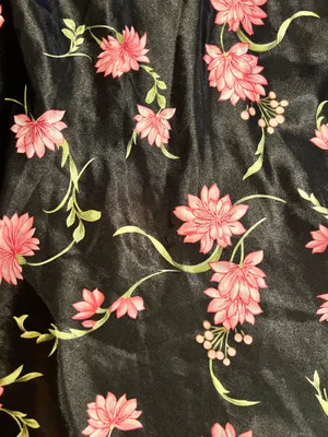 Womens lg Morgan Taylor Intimates Black Satin Floral Slip Dress Nightgown thumbnail 6
